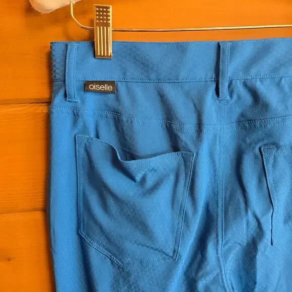 Oiselle Roga Performance Jean Pacific Blue Geometric Golf Pant S Pocket Skinny - Picture 5 of 8